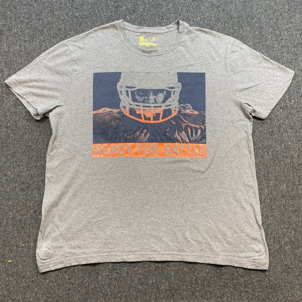 Xersion TShirt Sz XXL Mens Gray Streetwear Football Ready For Battle Graphic Tee